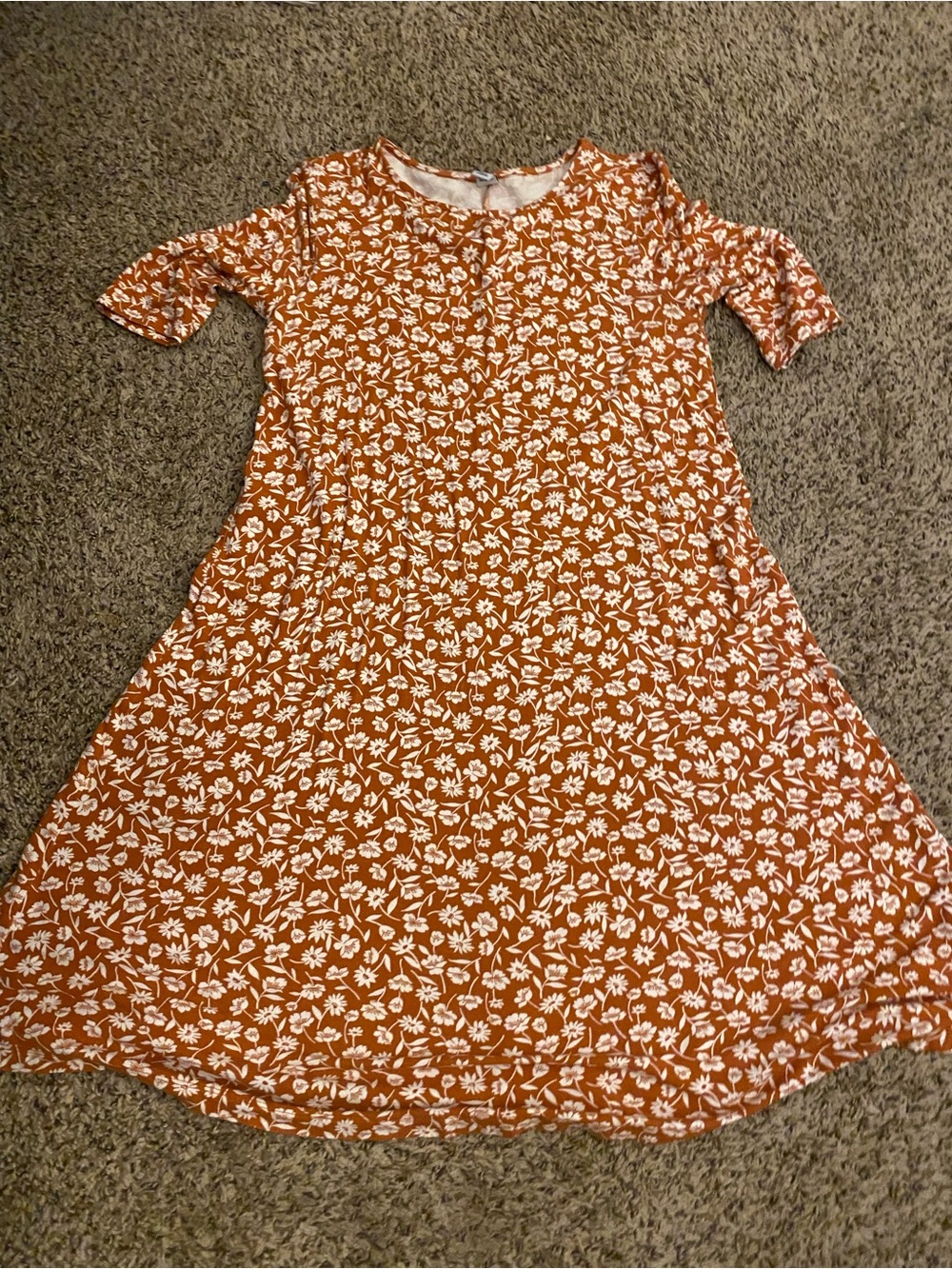 Old Navy Rust Orange Floral A-Line Dress